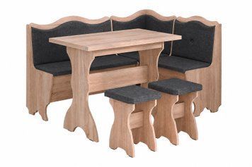 Кухонный комплект FlavorFurnish (уголок, стол и 2 табурета, саванна дарк грей и сонома) ph-kmp-grcg-sndrgr-snm фото