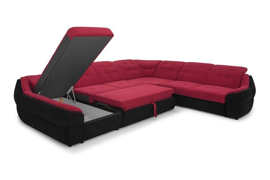 Кутовий диван Спейс XXL (375 &times; 310 см, бордовий з чорним) IMI Premium kspsxxl-l-ll65-ll99-ll65 фото