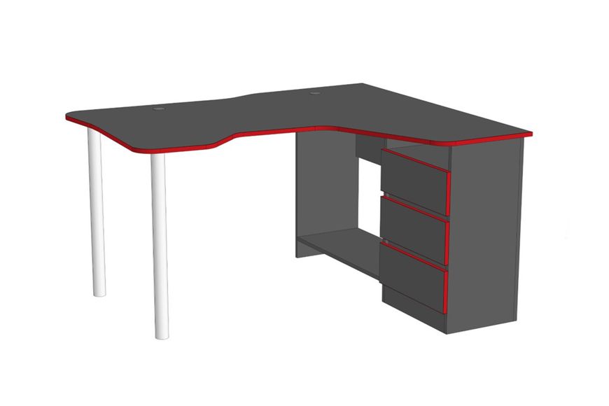 Стол геймерский SnowScape (антрацит и красный, 140х120х74.5 см) lstl-bst-p-ntr-chrvn фото