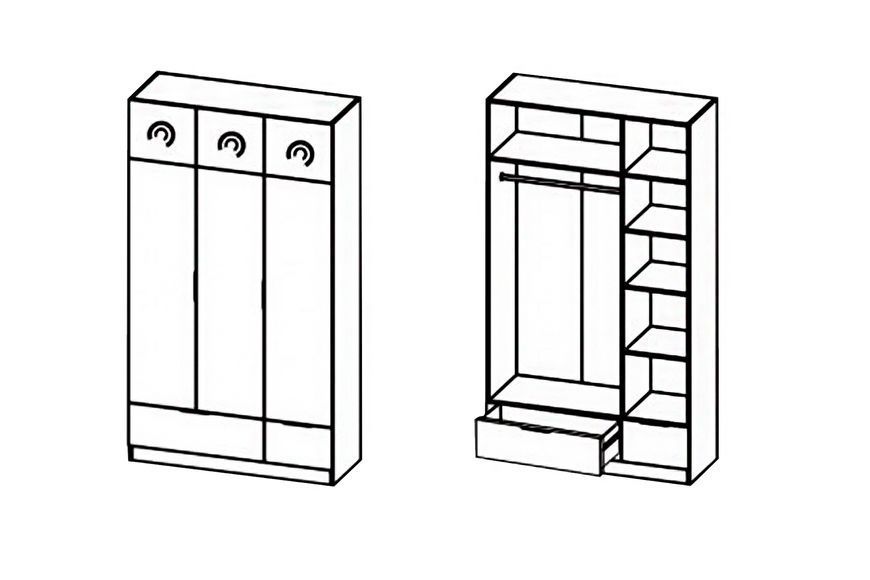 Шафа Компакта-2 (135х52х240 см, сірий шифер + білий) md-sh-cmft135-sr-sh-bl фото