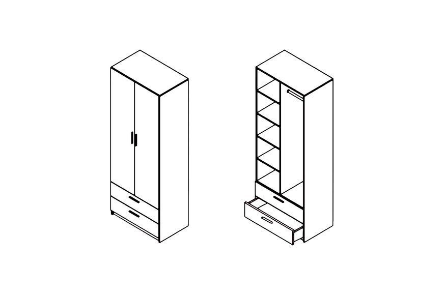 Шкаф Форте-1 (80х49х206 см, дуб крафт cерый + белый) md-sh-nd80-db-krf-sr-bl фото